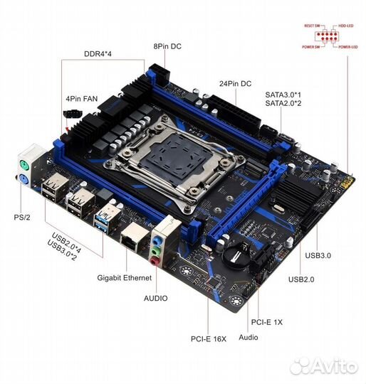 Материнская плата с процессором и памятью