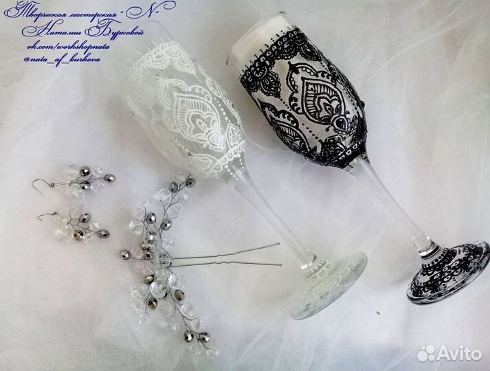Свадебные бокалы (Ручная работа)