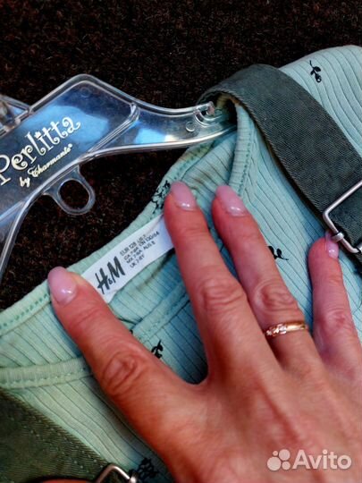 Комплект HM джинсовый сарафан и лонг, рост 128