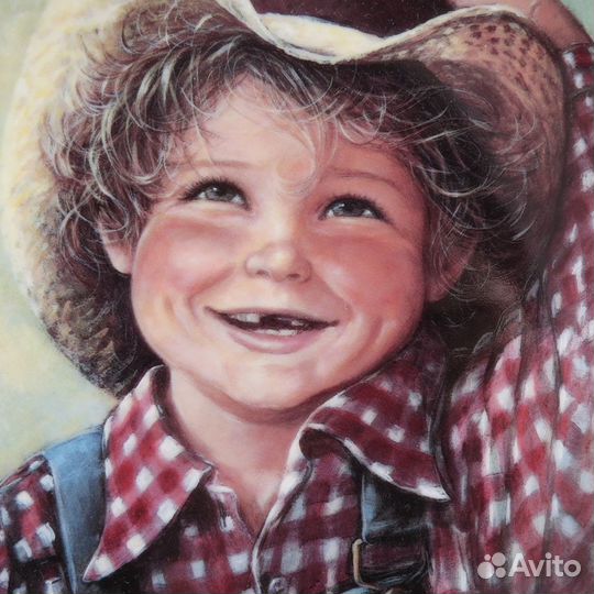 Тарелка Ковбой Джейк Фарфор Деколь Золочение 1983