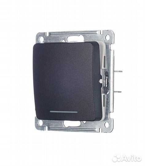 Выключатель Hegel Master одноклавишный встраиваемый черный с самовозвратом с подсветкой (вс10-432-08