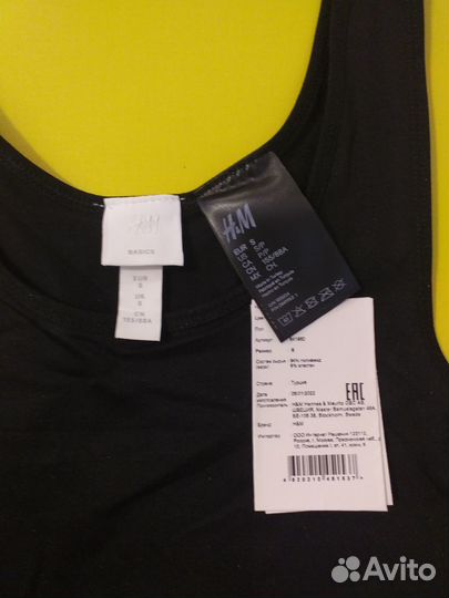 Майка женская черная xs 42 h&m