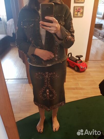 Джинсовый костюм, юбка жакет