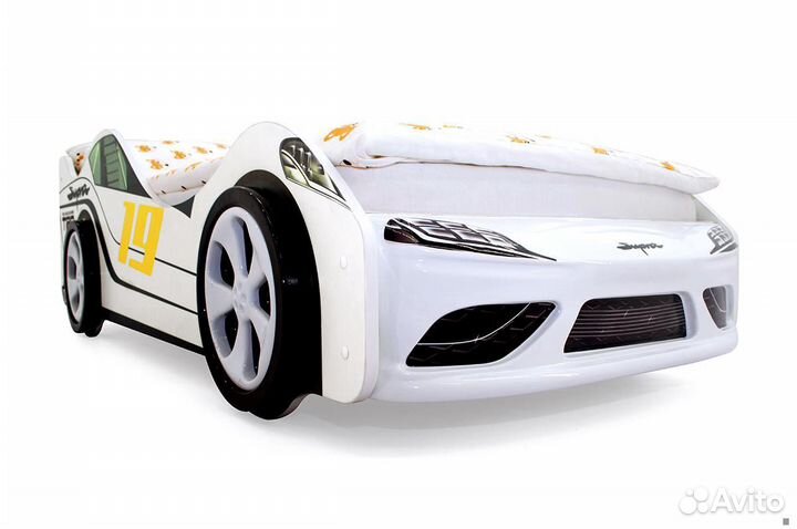 Кровать-машина «Супра» белая