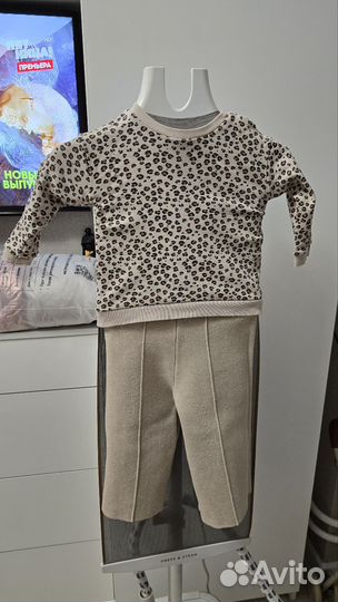 Брюки теплые широкие для девочки +кофта