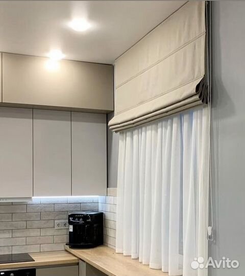 Римские шторы с готовым тюлем