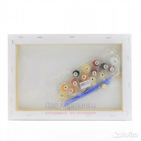 Картина по номерам 20x30 Белая хаски под орхидеей