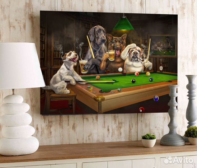 Картина Собаки играют в бильярд