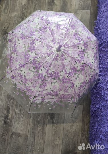 Зонт трость прозрачный