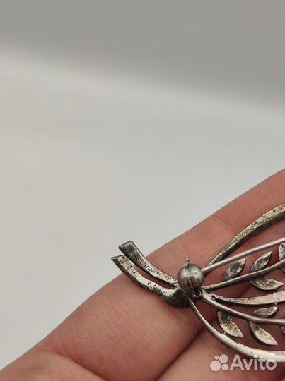 Брошь серебро Стерлинг марказиты сер. XX в. №