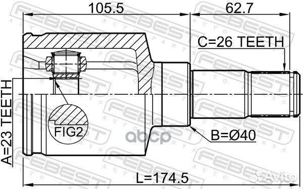 ШРУС внутренний левый 23X40X26 ford focus 03- 2