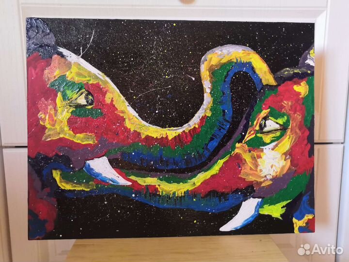 Картина Слоны любовь поп-арт акрил