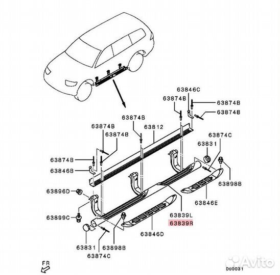 Подножка правая Mitsubishi Pajero Sport KG 4D56U