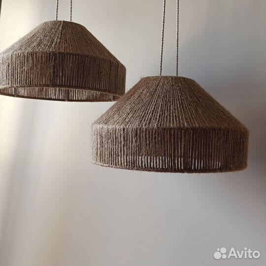 Абажур джутовый, люстра из джута плетёная