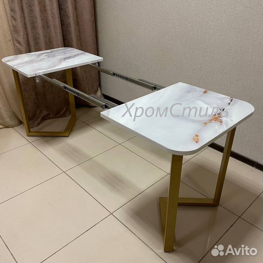 Кухонный обеденный раздвижной стол на М-опорах