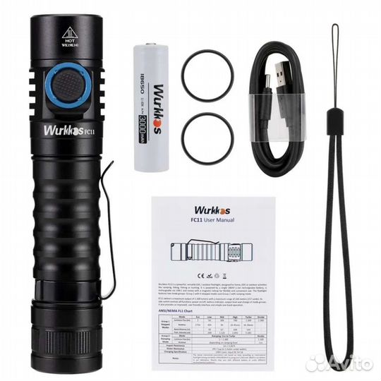 Ручной фонарь Wurkkos FC 11 1300Lm + аккумулятор