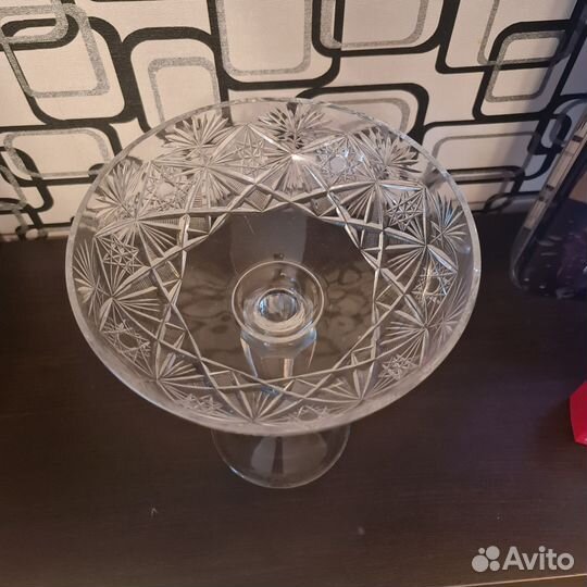 Ваза для фруктов на ножке хрусталь