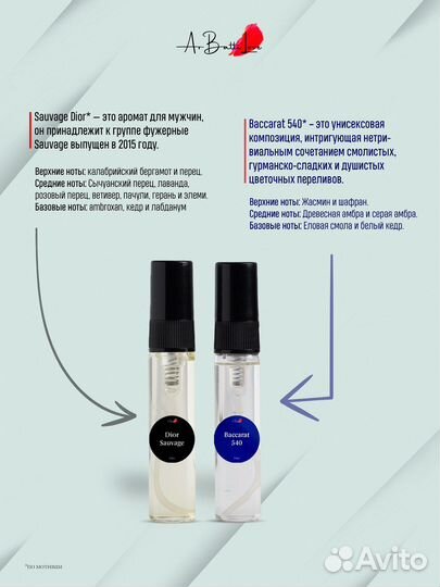 Пробники духов 5шт по 5.5мл и 1шт 3мл в подарок