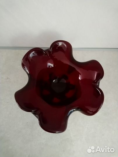 Фруктовница/конфетница стекло красное