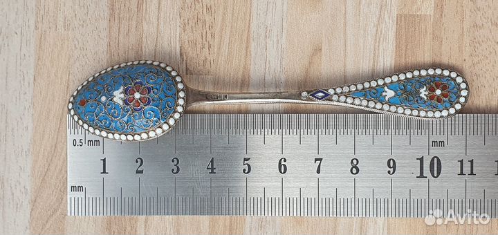 Ложка чайная серебро 84 пр эмаль