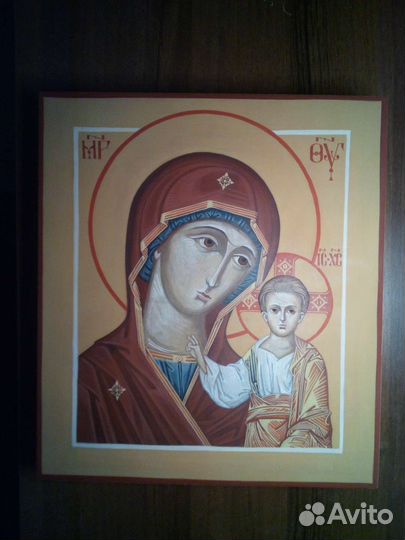 Икона рукописная Казанская Божья Матерь