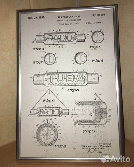 Винтаж постер А4 лампы радиолампы старинный редкий