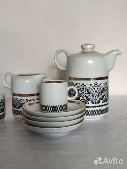 Редкий Кофейный сервиз 6 персон фарфор Вербилки