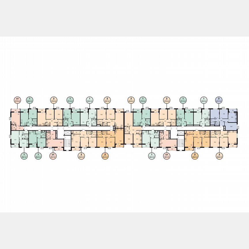 2-к. квартира, 61,5 м², 9/9 эт.