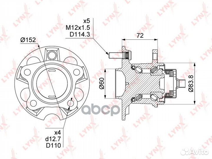 Ступица колеса зад прав WH1502 lynxauto