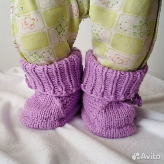 Пинетки вязаные для малышей от 0 до 12 месяцев