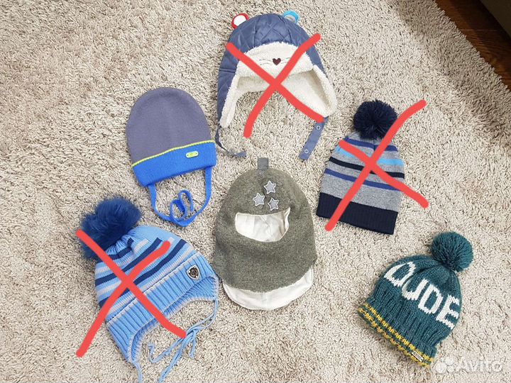 Шапки осень/весна/зима на ог 43-53 см