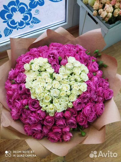 101роза сердце, доставка получателю по номеру