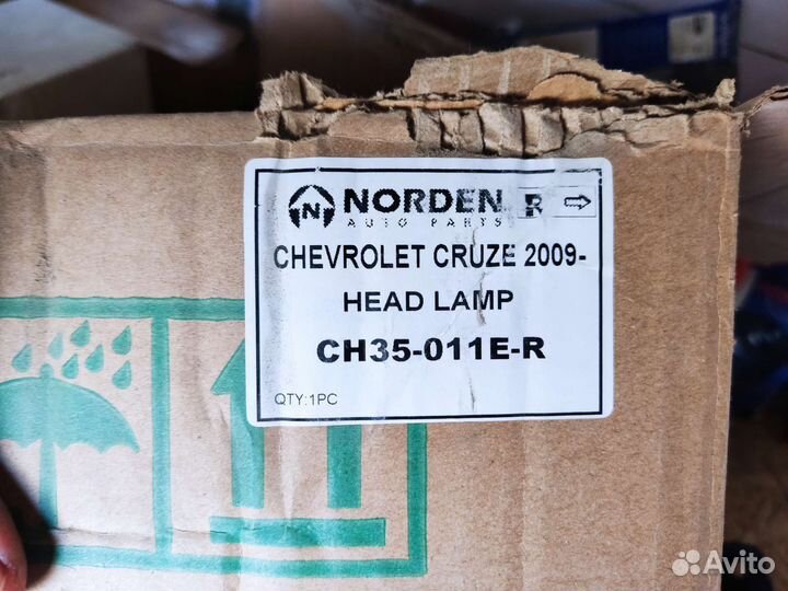 Фара правая chevrolet cruze новая трещина корпуса