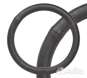 Оплетка на руль, перфорированная кожа, черная, 37