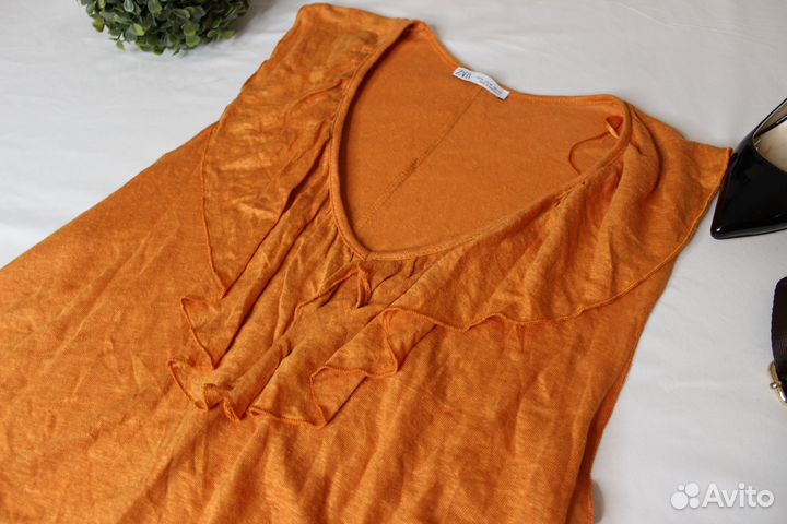 Топ лён с воланом Zara M