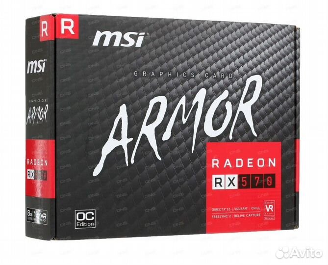 Видеокарта Radeon MSI RX 570 armor 8G OC 8Gb 256