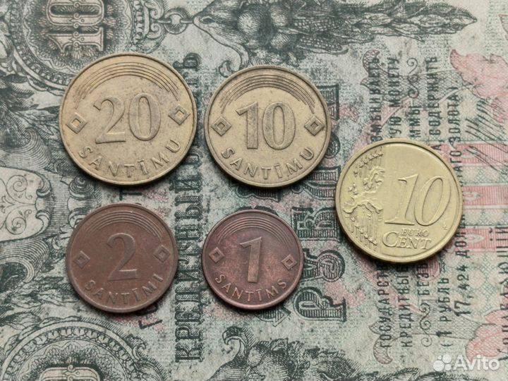 Монеты Латвии 5 шт