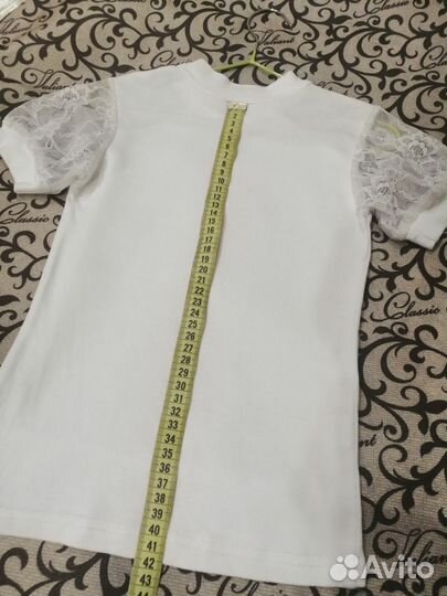 Блузка белая для девочки с коротким рукавом