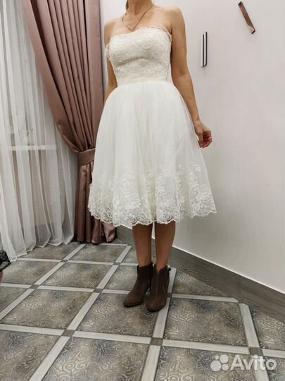 Свадебное платье 44 46 бу