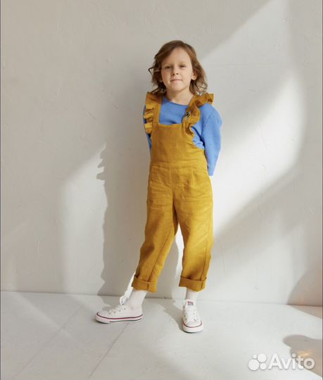 Детский летний льняной комбинезон