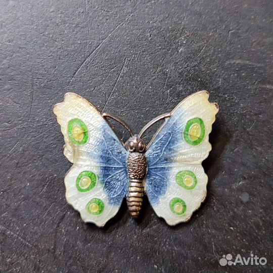 Бабочка брошь, винтажная. Эмаль