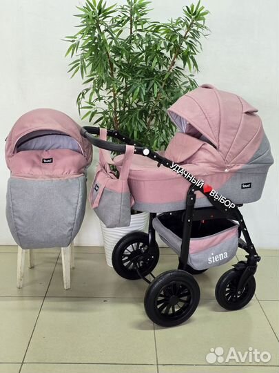 Коляска 2в1 rant Siena (серый с пудровым)