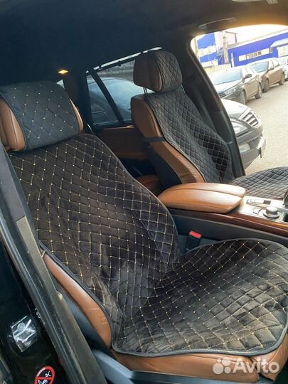 Накидки на сиденья велюр черно-золотистый