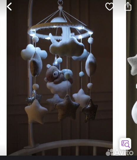 Мобиль в кроватку музыкальный с подсветкой