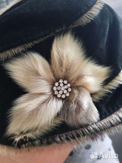 Шапка из замша с мехом нерпа р.55-57