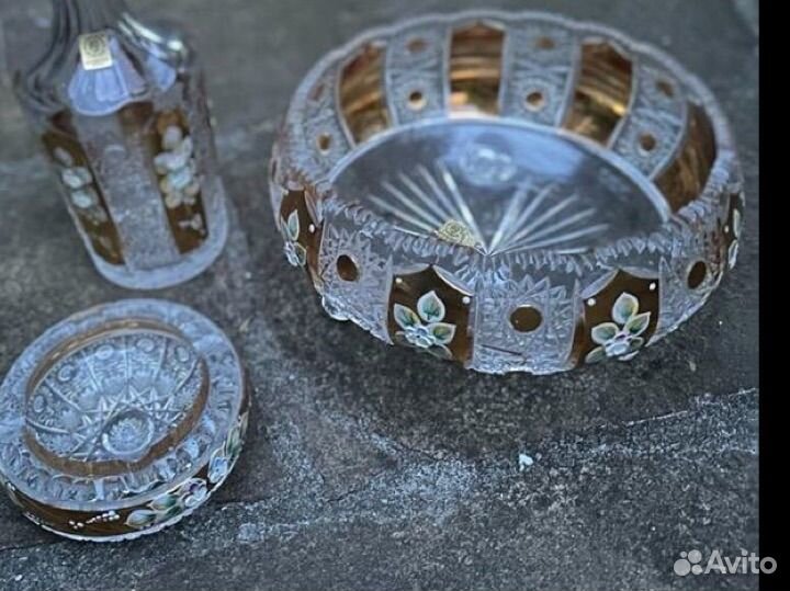 Набор Богемия из хрусталя позолота лепка смальта