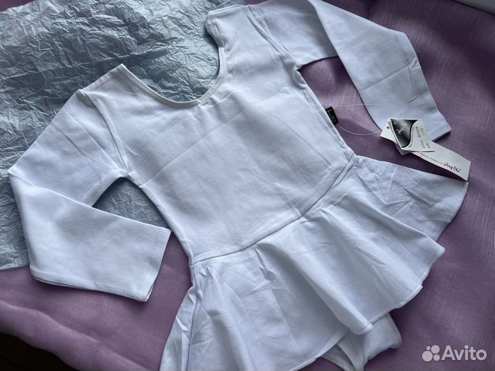 Боди для девочки белое с юбкой хлопок