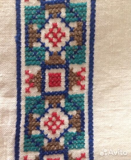 Лен тонкий с вышивкой на рубаху,старинный а