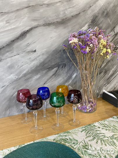 Хрустальные бокалы цветные гдр