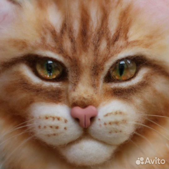 Брошь кот из шерсти мериноса по фото питомца